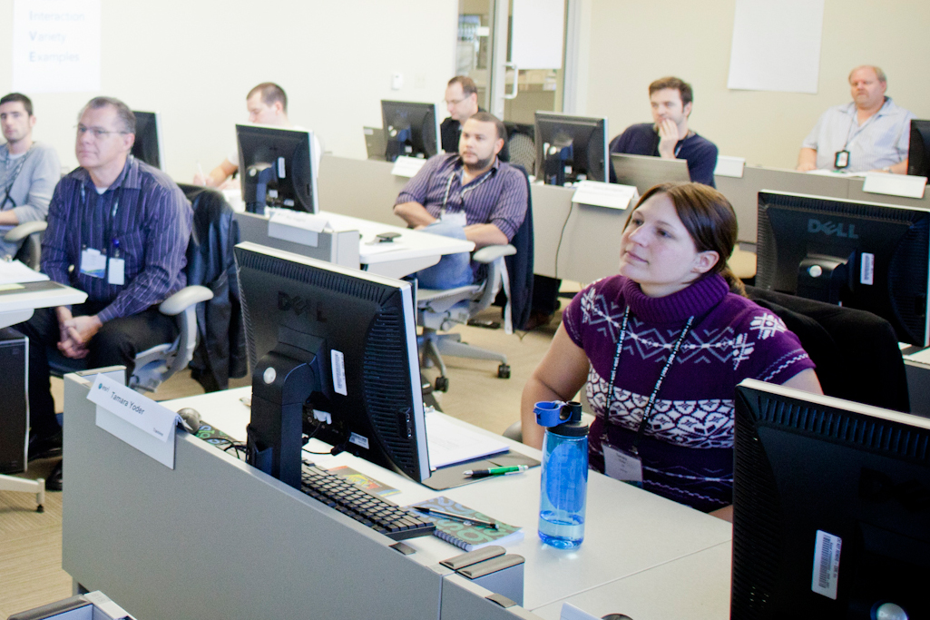 Photo of students attending an ArcGIS workshop.